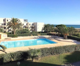 Résidence Les Capitelles à Saint Cyprien avec accès direct plage- Balcon donnant Splendide vue Mer et Piscine